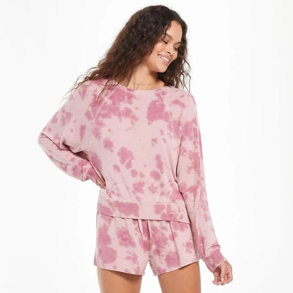 Z Supply Sleep Over Tie Dye Sweatshirt and Short Set